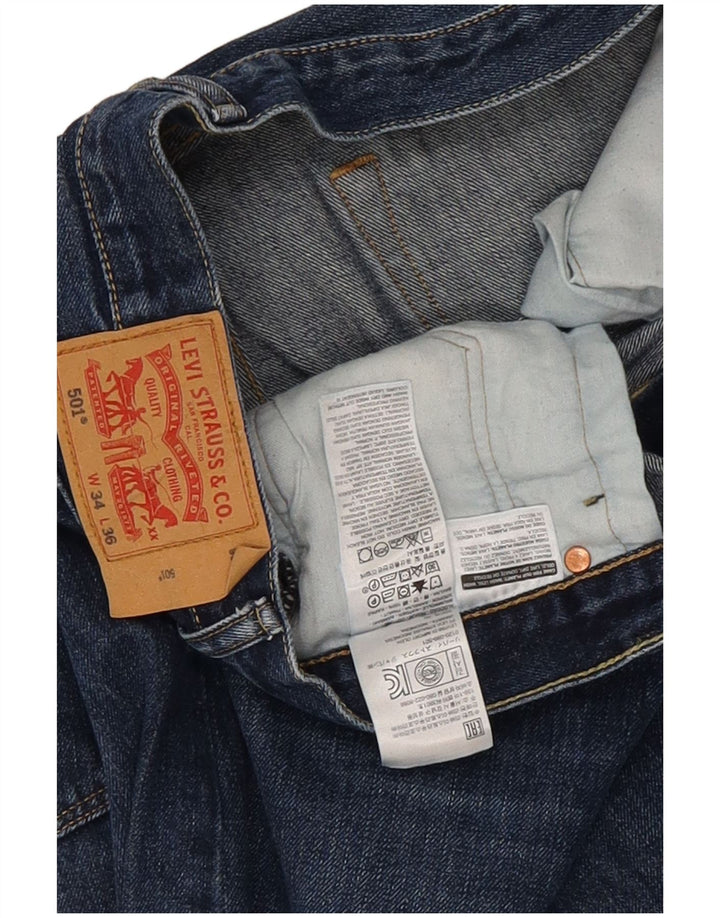 Męskie dżinsy Levi's 501 Straight W34 L36 Niebieskie bawełniane