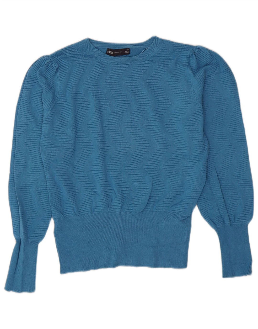 Marks & Spencer Damski sweter z dekoltem w łódkę UK 12 Średni niebieski Chevron