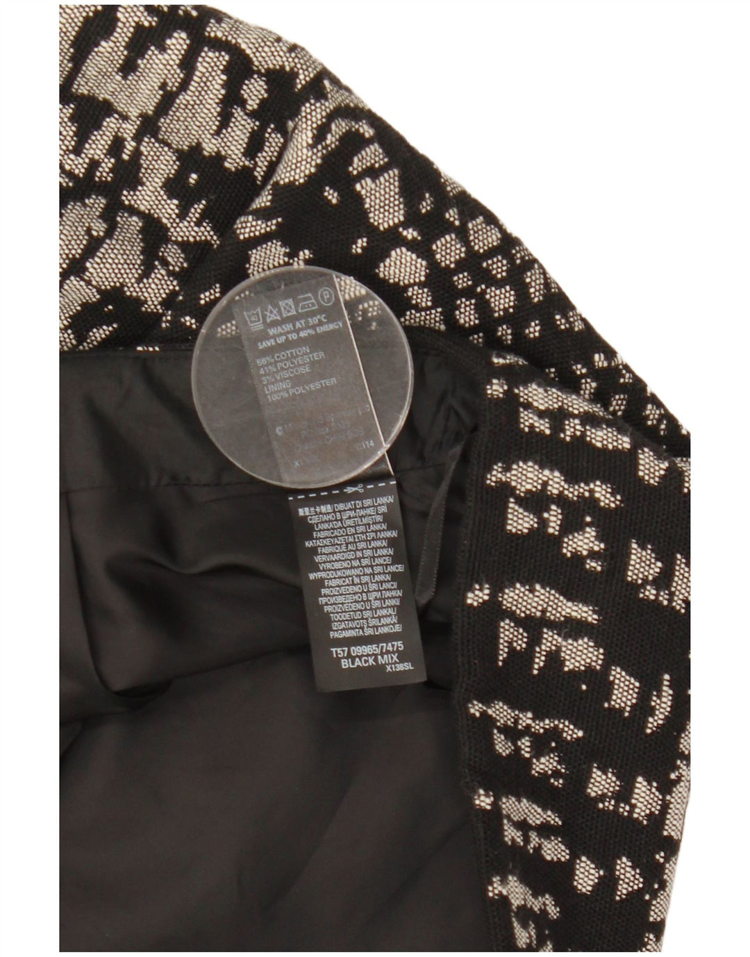Marks & Spencer Damska spódnica mini UK 12 Medium W31 Czarna geometryczna bawełna