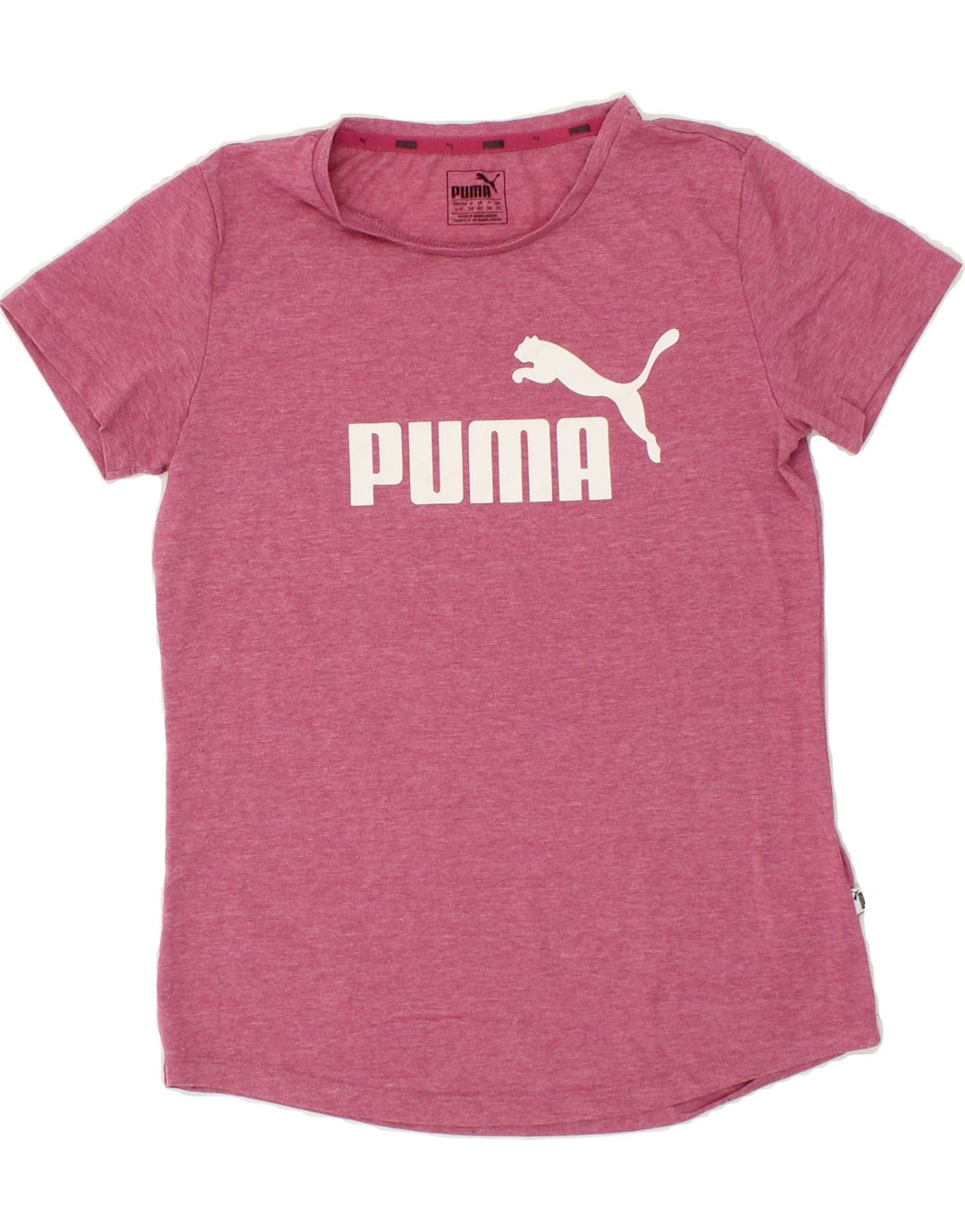 PUMA Womens Graphic T-Shirt Top UK 10 Small  Pink Flecked Polyester Vintage Puma and Second-Hand Puma from Messina Hembry 
