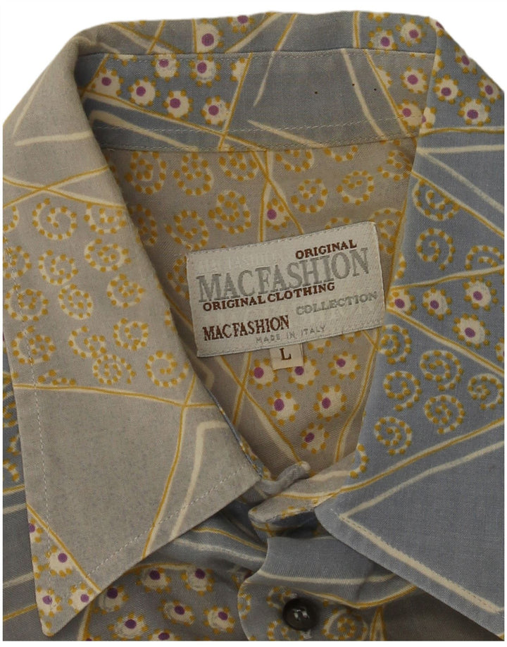 Koszula męska z krótkim rękawem MAC FASHION, duża, niebieska, geometryczna