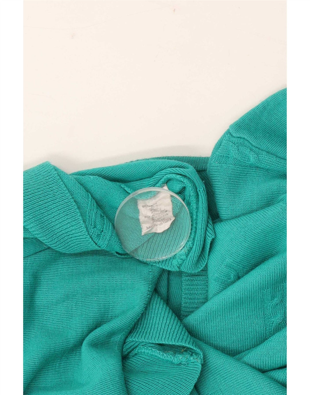 Sweter męski w stylu vintage z dekoltem w szpic, duży, turkusowy, wełniany