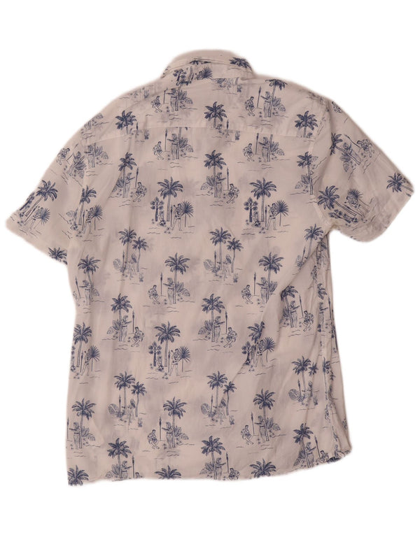 French Connection Mens Graphic Classic Fit Shirt Medium White Cotton