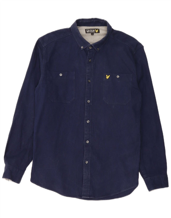 Koszula męska Lyle & Scott, duża, granatowa, bawełniana