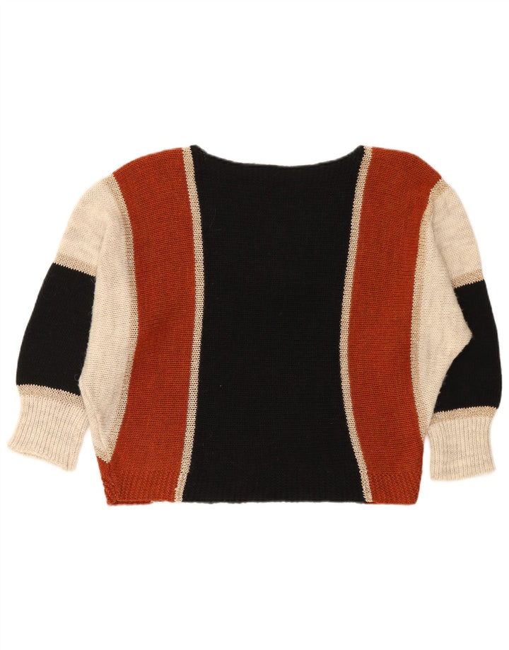 Sweter damski w stylu vintage z dekoltem w łódkę UK 16, duży, wielokolorowy