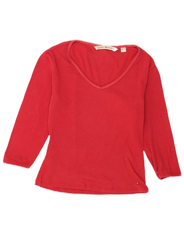 Damski krótki top Tommy Hilfiger z rękawem 3/4, UK 6 XS, czerwony