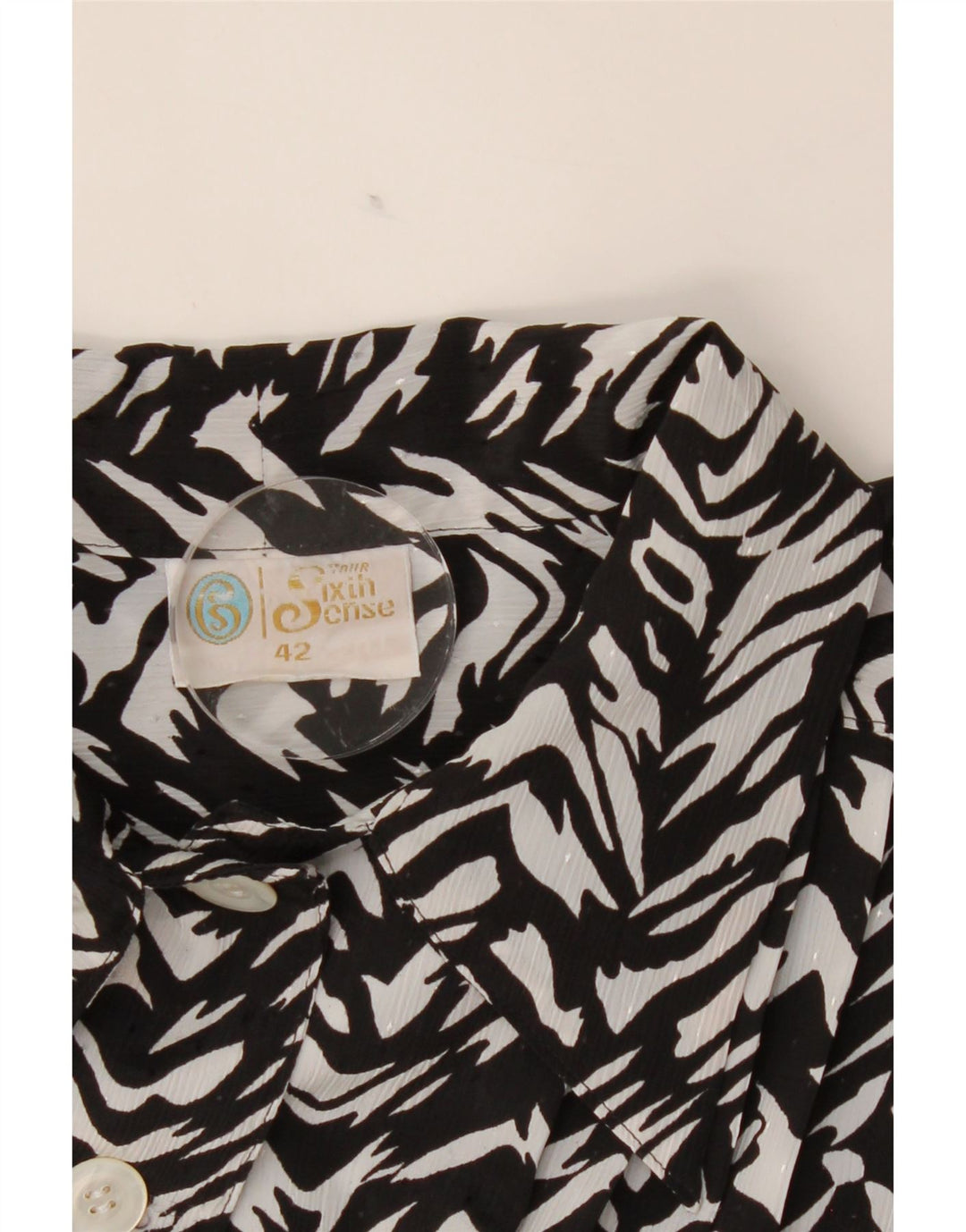 YOUR SIXTH SENSE Womens Abstract Pattern Shirt Blouse EU 42 Large Black Vintage Your Sixth Sense and Second-Hand Your Sixth Sense from Messina Hembry 