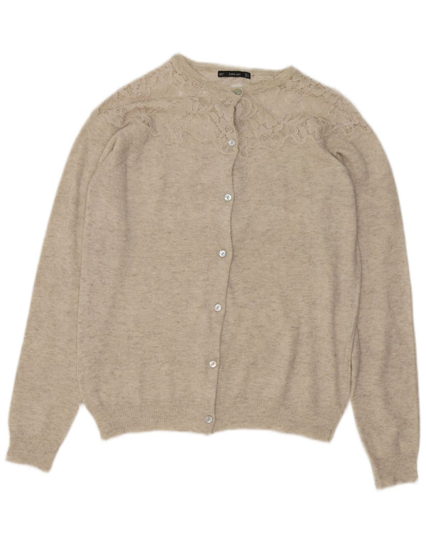 Sweter damski Zara Cardigan UK 16, duży, beżowy, nakrapiany