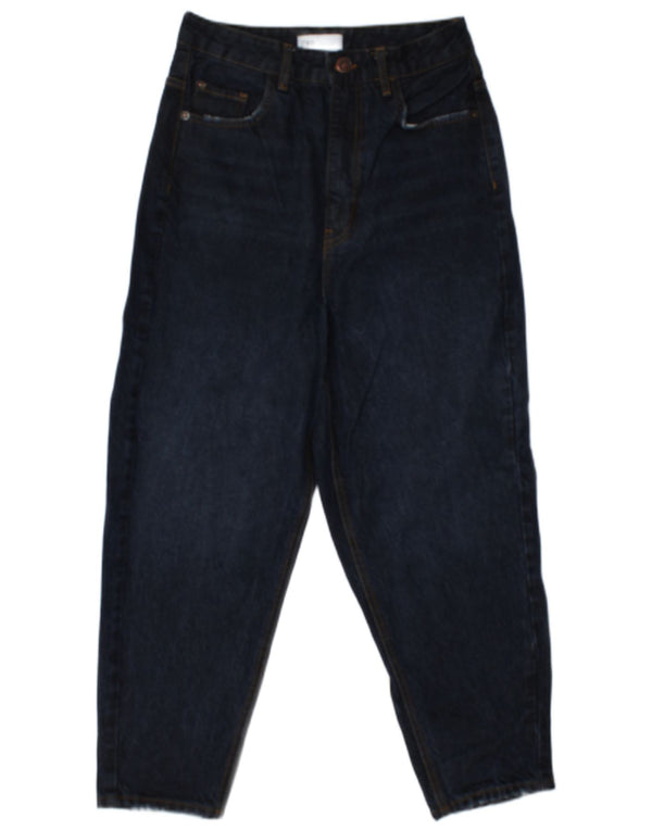 Damskie jeansy Zara Cropped z wysokim stanem EU 38 Small W28 L24 Granatowe