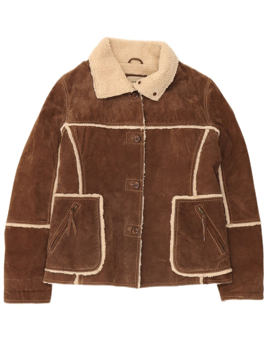 Damska kurtka shearling Conbipel IT 48 XL, brązowa skóra