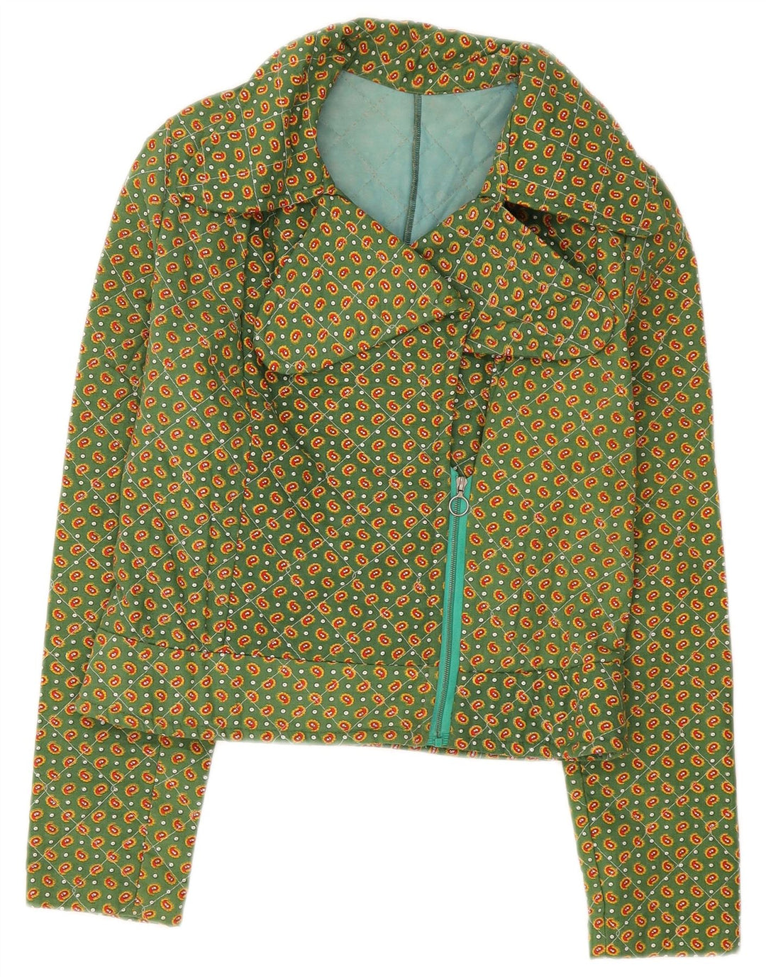 Damska kurtka bomberka w stylu vintage UK 8 Small Green Paisley