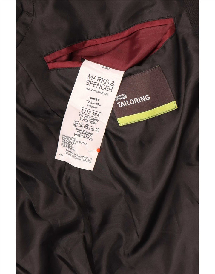 Marks & Spencer Męska marynarka zapinana na 2 guziki, UK 40, średni czarny poliester