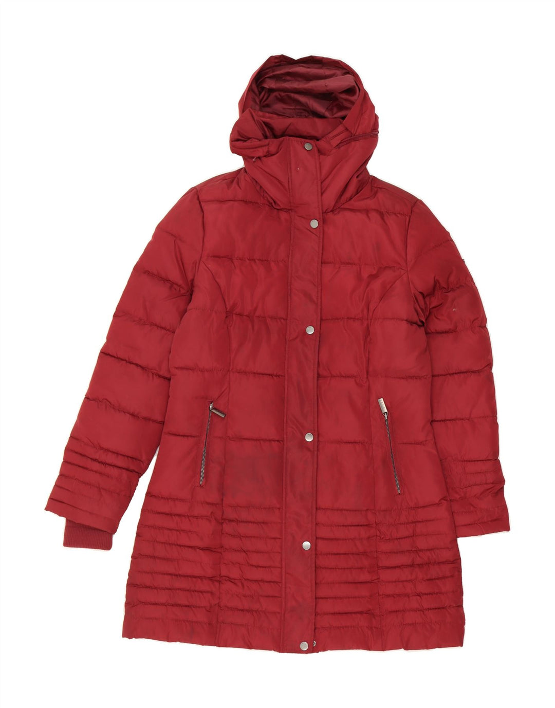 ELLE Womens Hooded Padded Coat UK 12 Medium Red Polyester Vintage Elle and Second-Hand Elle from Messina Hembry 