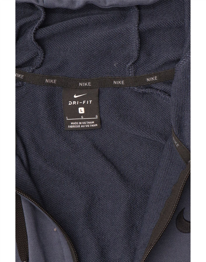 Męski sweter z kapturem i zamkiem błyskawicznym Nike Dri Fit, duży, granatowy