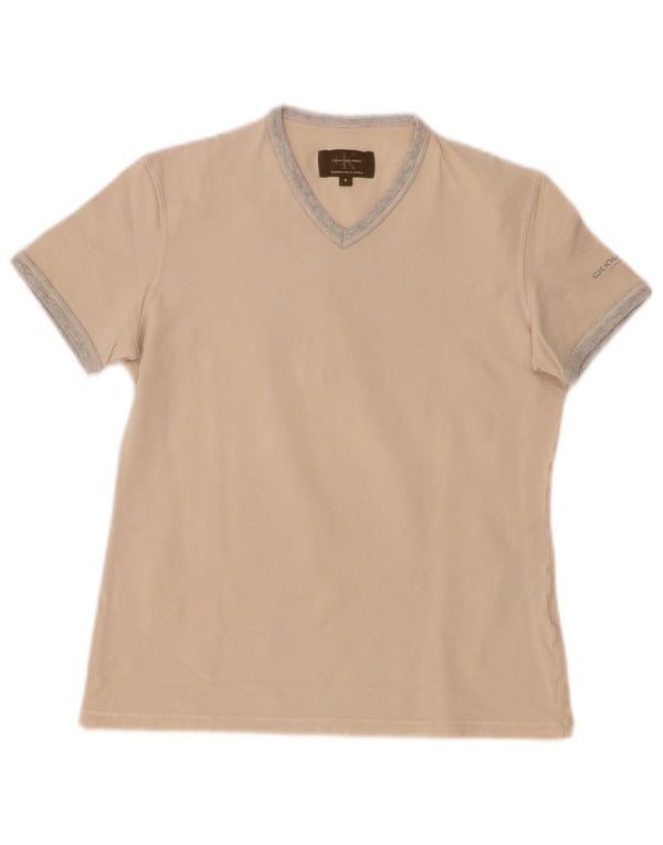 Damska koszulka w kolorze khaki Calvin Klein Top UK 10, mała w kolorze złamanej bieli