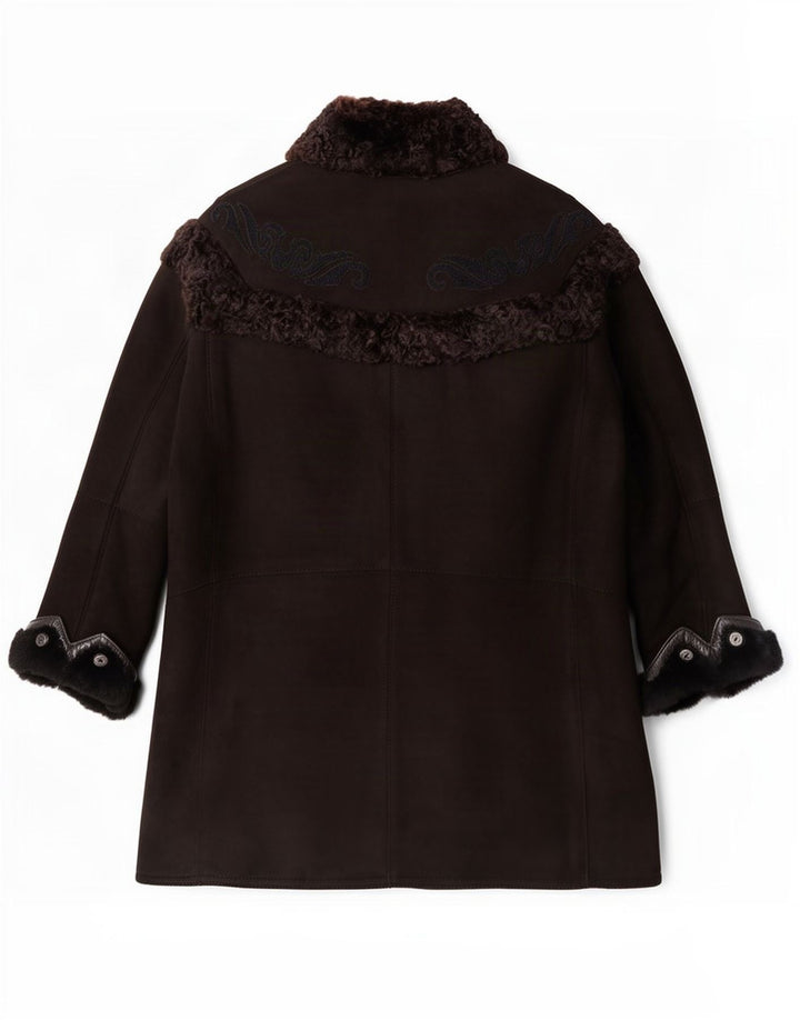 Damski płaszcz z peleryną Shearling Robrik IT 44 średni brąz