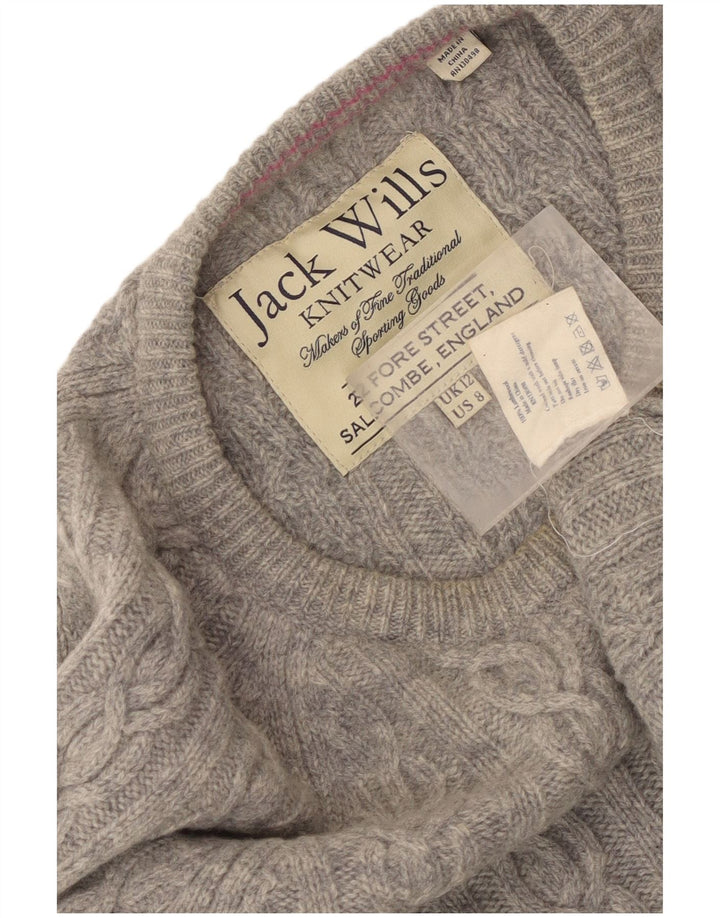 Sweter damski Jack Wills z dekoltem w łódkę, UK 12, średnioszary, z owczej wełny
