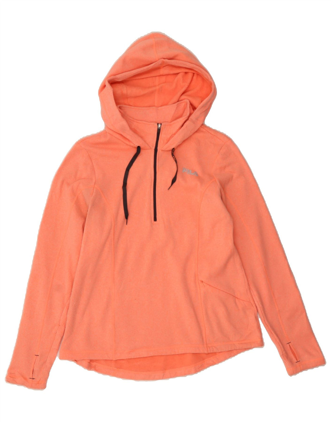 FILA Womens Zip Neck Hoodie Jumper UK 14 Large Orange Polyester Vintage Fila and Second-Hand Fila from Messina Hembry 