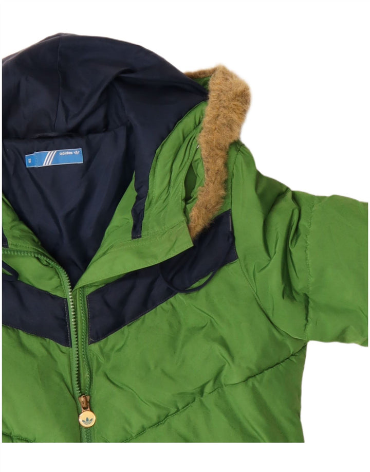 Damska kurtka z kapturem i wyściełaną Adidas EU 38, poliester w kolorze średniej zieleni