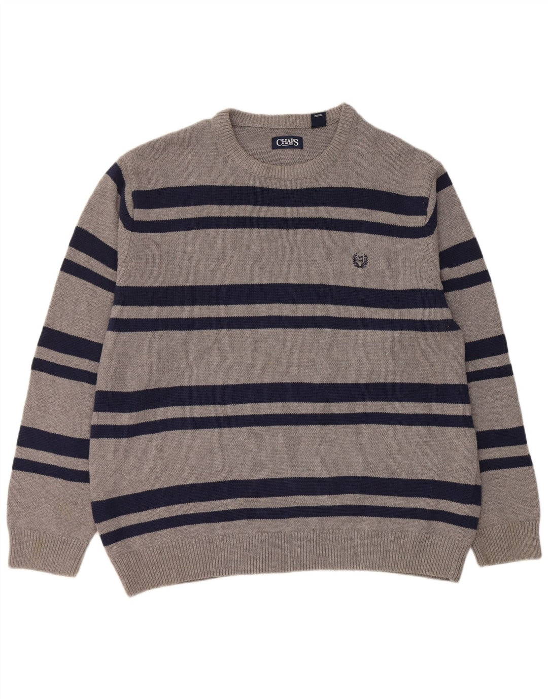 Męski sweter z wycięciem pod szyją Chaps 2XL Szara bawełna w paski