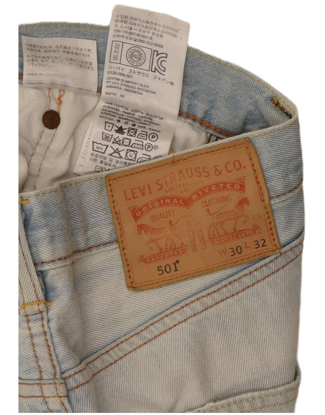 Męskie dżinsy Levi's 501 Straight W30 L32 Niebieskie bawełniane