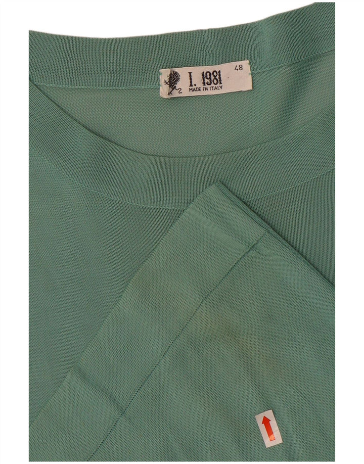 Vintage męska koszulka Top IT 48 Średnia zielona wiskoza
