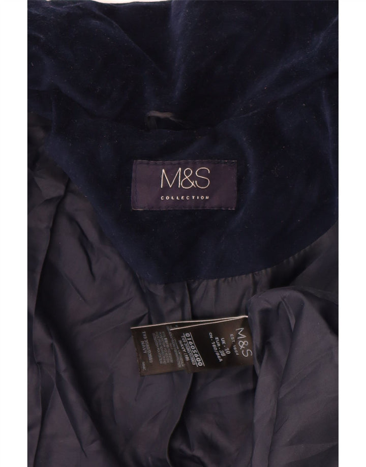Marks & Spencer Damska oversize'owa welurowa wyściełana kurtka UK 10, mała, granatowa
