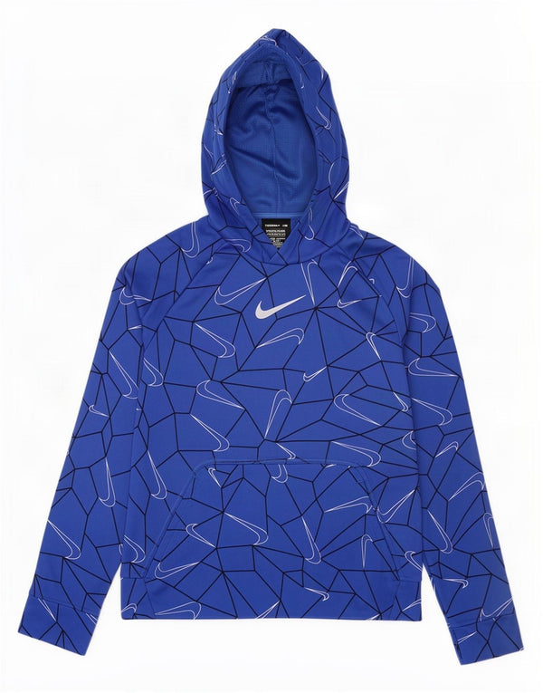 Chłopięcy sweter z kapturem Nike Therma-Fit, duży, niebieski, poliester, 12-13 lat