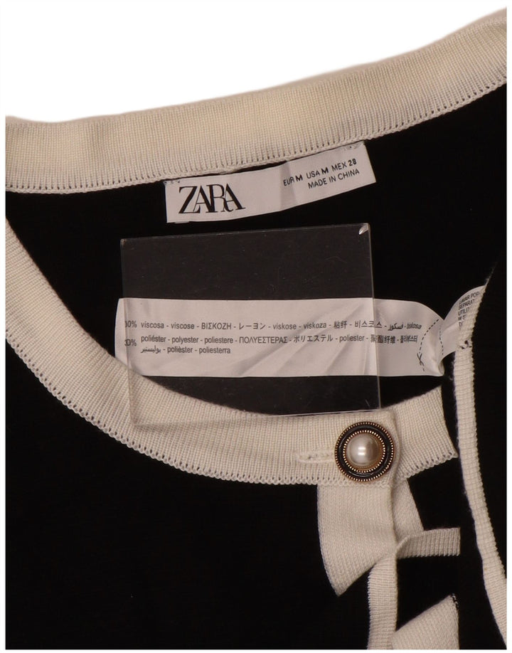 Damski sweter rozpinany Zara UK 12, średni czarny poliester