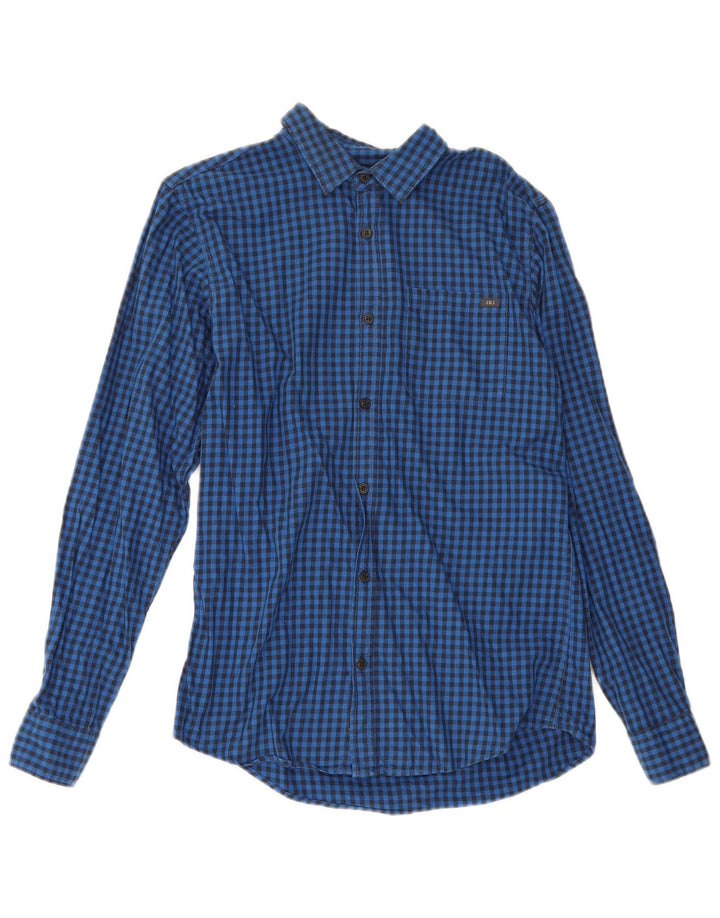 Koszula męska Jack & Jones, mała, niebieska bawełniana kratka