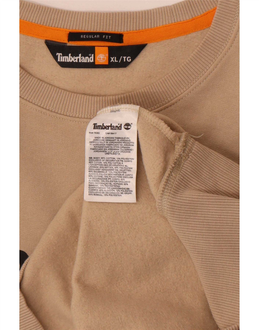 Męska bluza Timberland z grafiką o regularnym kroju, sweter XL, beżowa bawełna