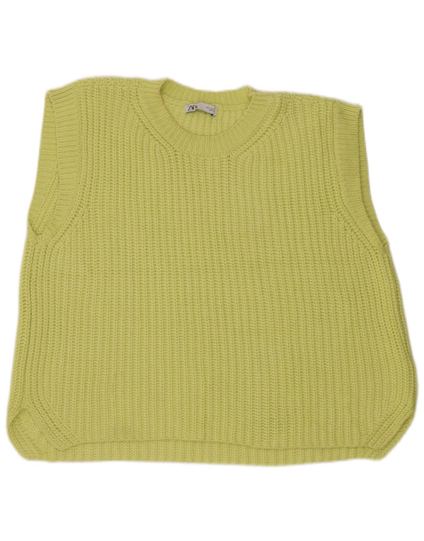 Damski podkoszulek z kamizelką oversize Zara UK 10, mały, żółty, bawełniany
