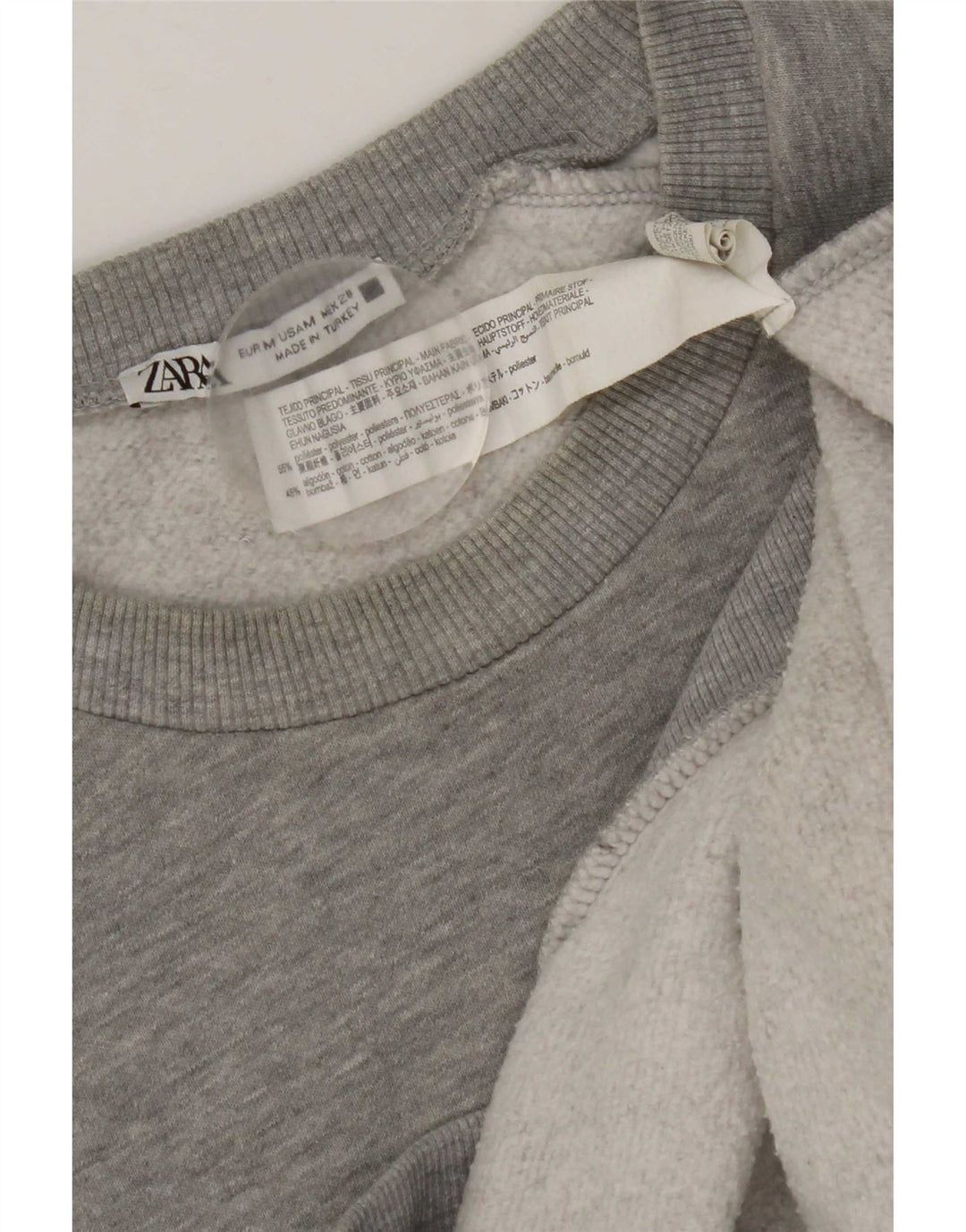 Damski sweter z grafiką Zara UK 14, średni szary poliester