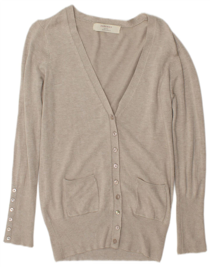 Sweter damski Zara Cardigan UK 14 Średni Beżowy Rayon