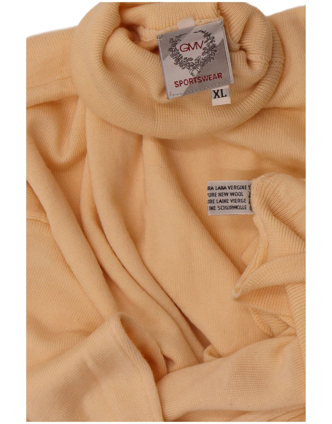 Vintage męski sweter z golfem XL, beżowa wełna