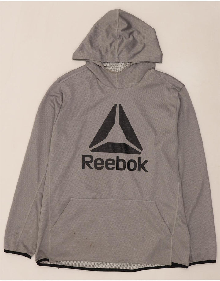Męski sweter z kapturem i grafiką REEBOK XL, szary poliester