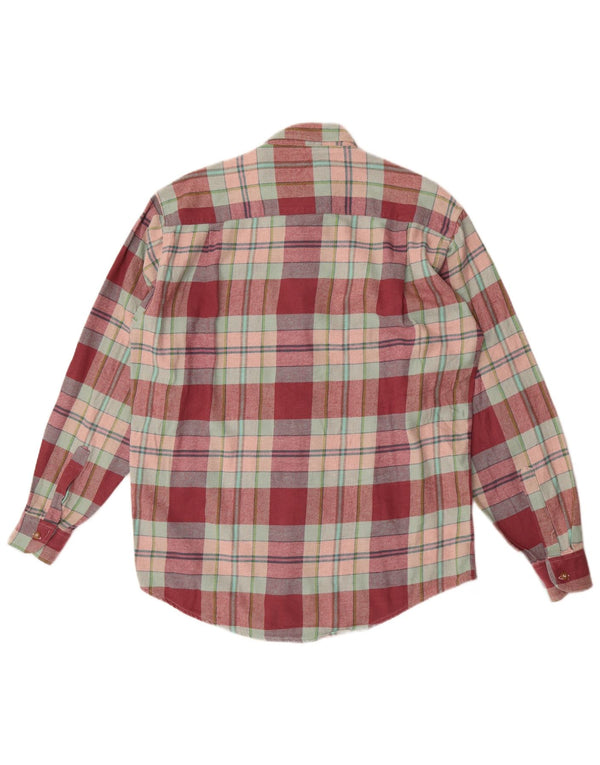 Męska koszula flanelowa w stylu vintage, rozmiar 40 15 3/4, średnia czerwona kratka