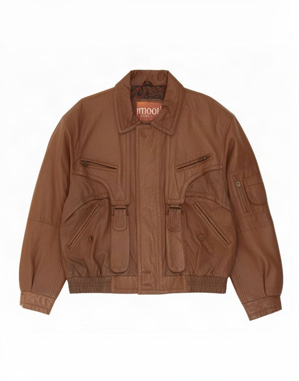 Vintage męska kurtka skórzana IT 52 XL brązowa