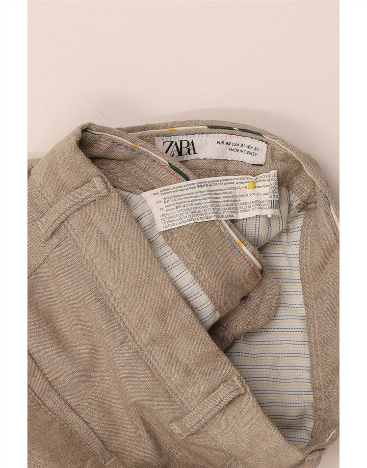 Męskie proste spodnie chino Zara EU 40 Medium W31 L28 Beżowy poliester