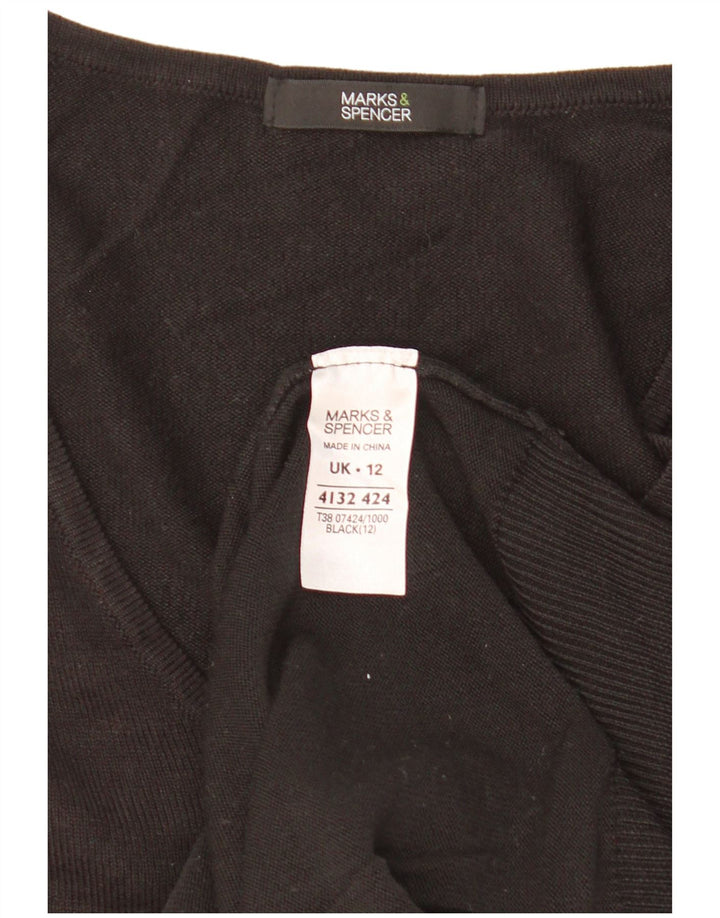 Marks & Spencer Damski sweter z dekoltem w kształcie litery V, UK 12, średni czarny akryl