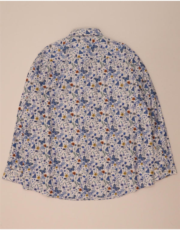 Koszula męska C&A o regularnym kroju, rozmiar 47/48, 3XL, niebieska, bawełniana w kwiaty