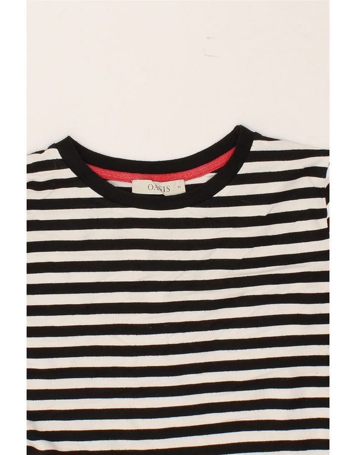 OASIS Womens Graphic Top Long Sleeve UK 14 Medium Black Striped Viscose Vintage Oasis and Second-Hand Oasis from Messina Hembry 