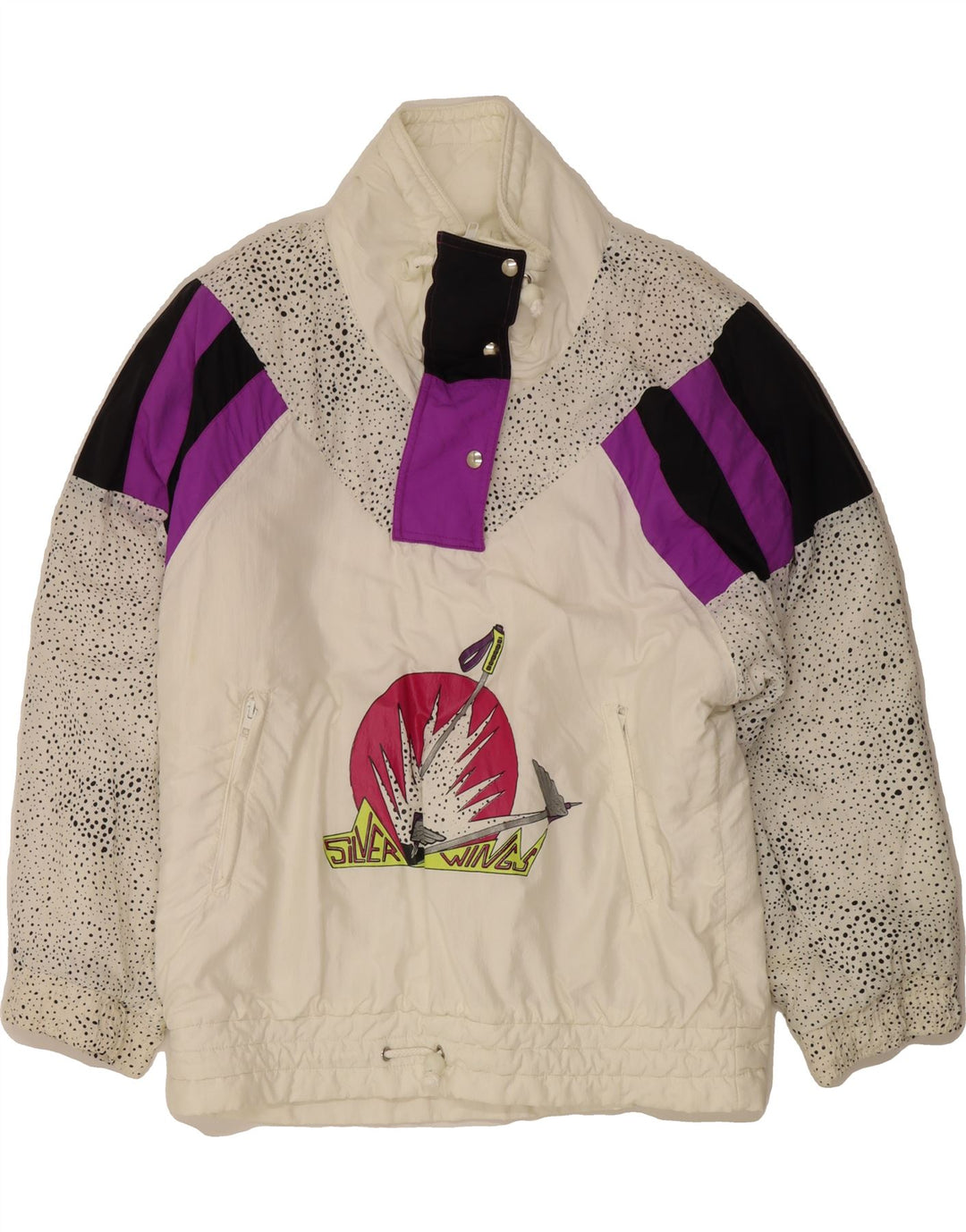 ETIREL Womens Oversized Windbreaker Jacket UK 10 Small White Colourblock Vintage Etirel and Second-Hand Etirel from Messina Hembry 