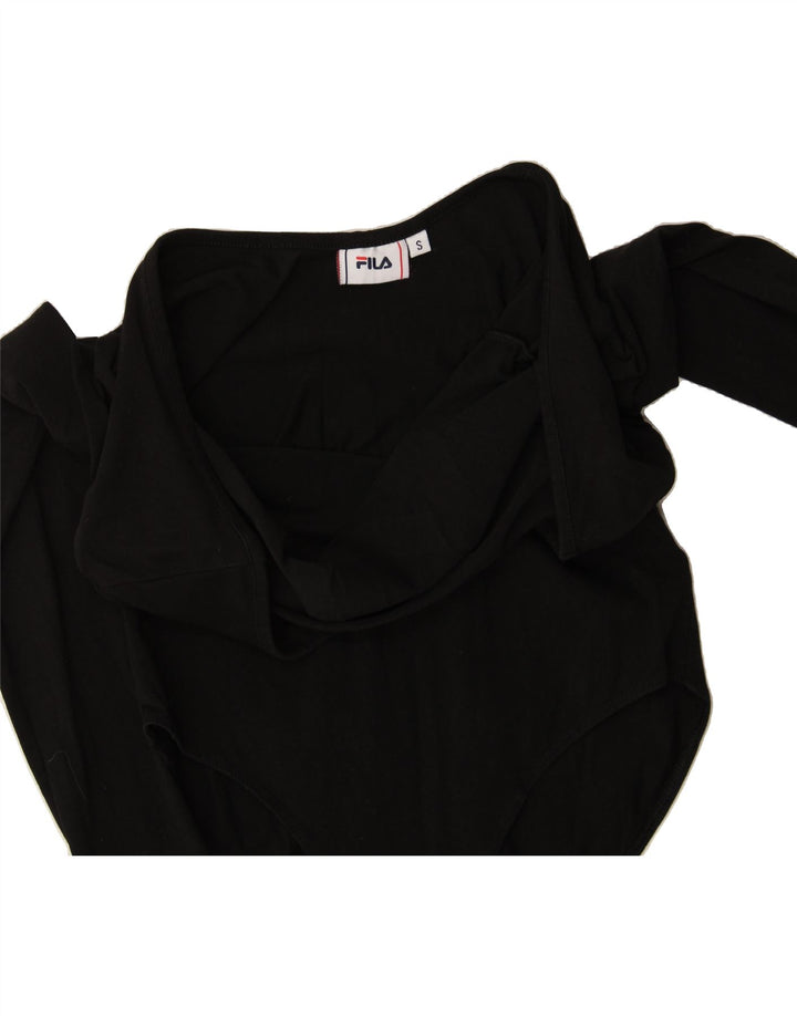 FILA Womens Graphic Bodysuit UK 8 Small Black Cotton Vintage Fila and Second-Hand Fila from Messina Hembry 