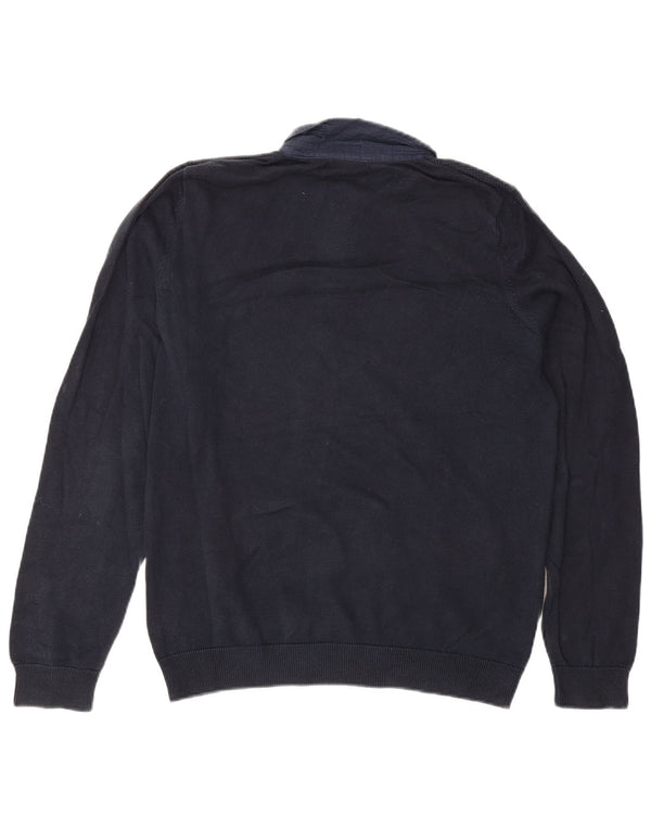 MARKS & SPENCER Mens Polo Neck Jumper Sweater Medium Navy Blue