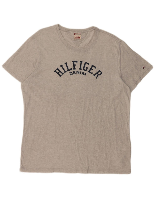 Męska koszulka z grafiką Tommy Hilfiger Top 2XL Szara bawełna