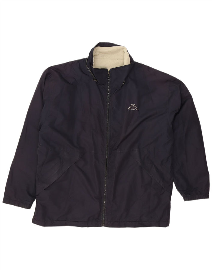 KAPPA Mens Loose Fit Windbreaker Jacket UK 40 Large Navy Blue Polyester