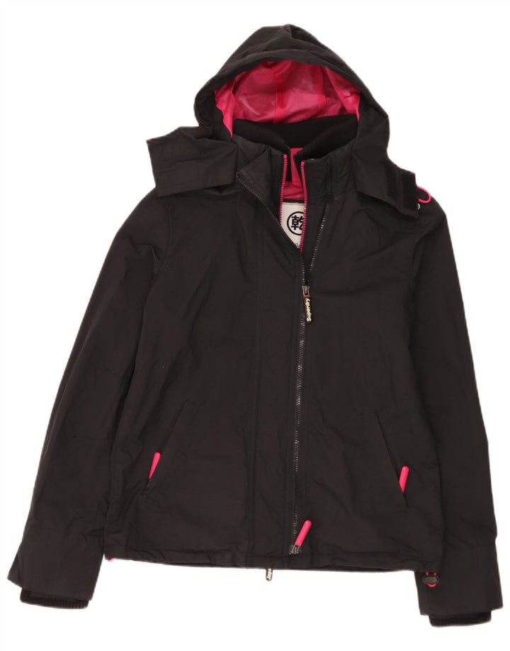Damska wiatrówka z kapturem Superdry UK 16, duża czarna