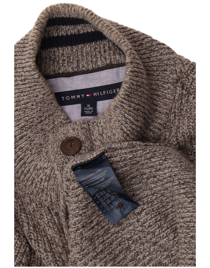 Męski sweter zapinany na guziki Tommy Hilfiger XL, szary, bawełniany