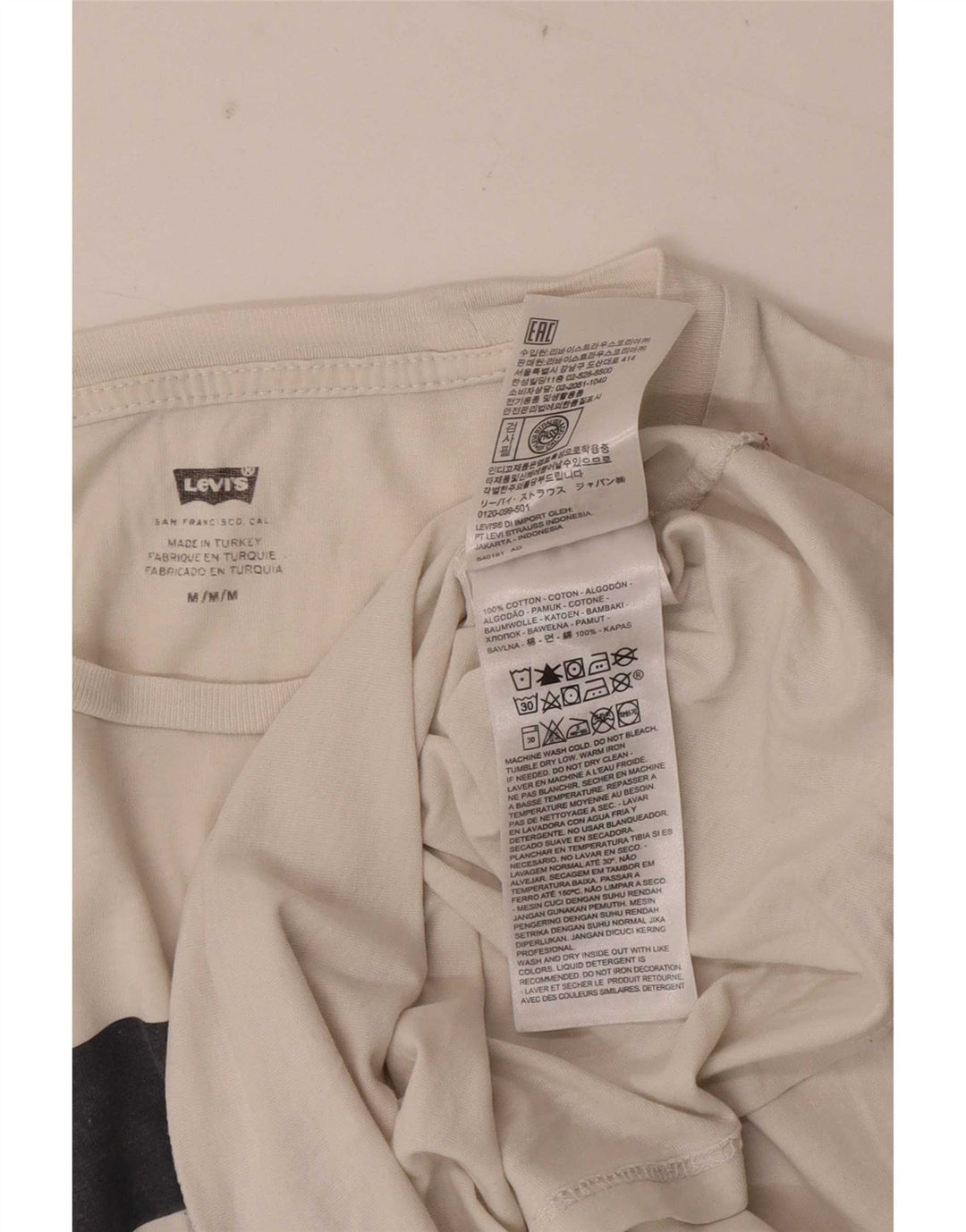 Męska koszulka z grafiką Levi's Top, bawełna w kolorze średniej bieli